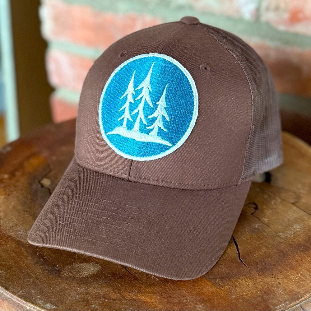 Patagonia - RARE! 2009 COLLECTORS HAT! EUC! “Three Pines”, Brown/Blue